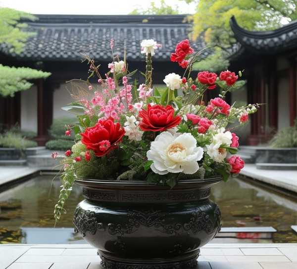 传统祭奠新风尚，鲜花盆景祭祀，古今交融之美,鲜花盆景祭祀，传统与现代的和谐交融,生机,纯洁,鲜花盆景,第1张