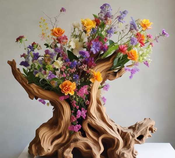 根雕鲜花盆景，艺术与自然和谐共生之美,根雕鲜花盆景，艺术与自然的融合,养护,鲜花盆景,生长习性,第1张